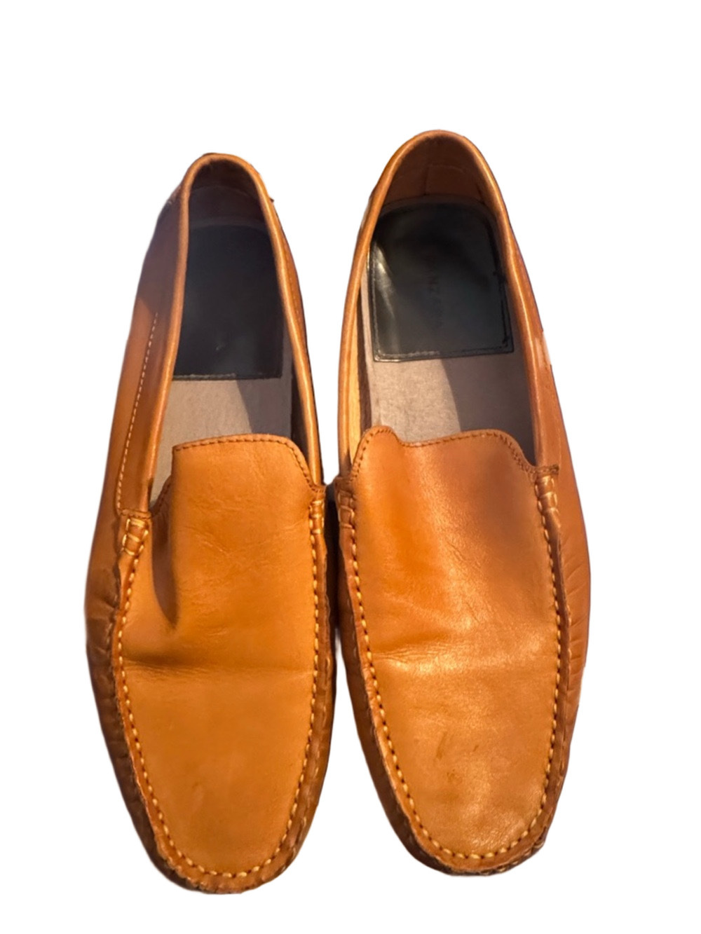 Zanzara NWOT Men's Tan Leather Slip-On Driving Loafers‎